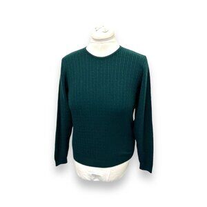 Vintage Talbots Womens Small Ribbed Merino Wool Sweater Green Made In Italy